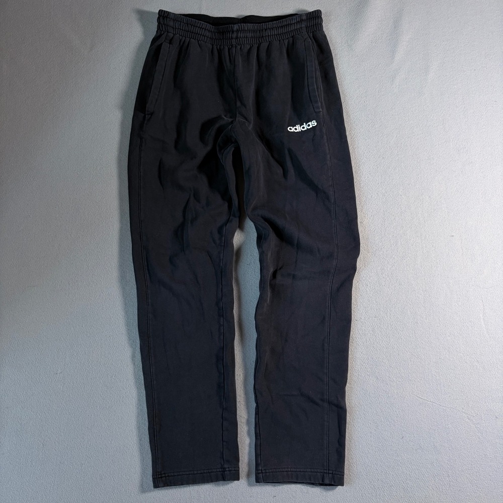 Adidas Men Fleece Sweatpants Black Size Medium Straight Leg Elastic Waist Jogger